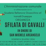 San Michele Sal.no: Domenica 28 Aprile la sfilata di Cavalli in onore di San Michele Arcangelo. Presenti anche gli Sbandieratori e Musici del Rione Lama locandina sfilata cavalli 768x1086